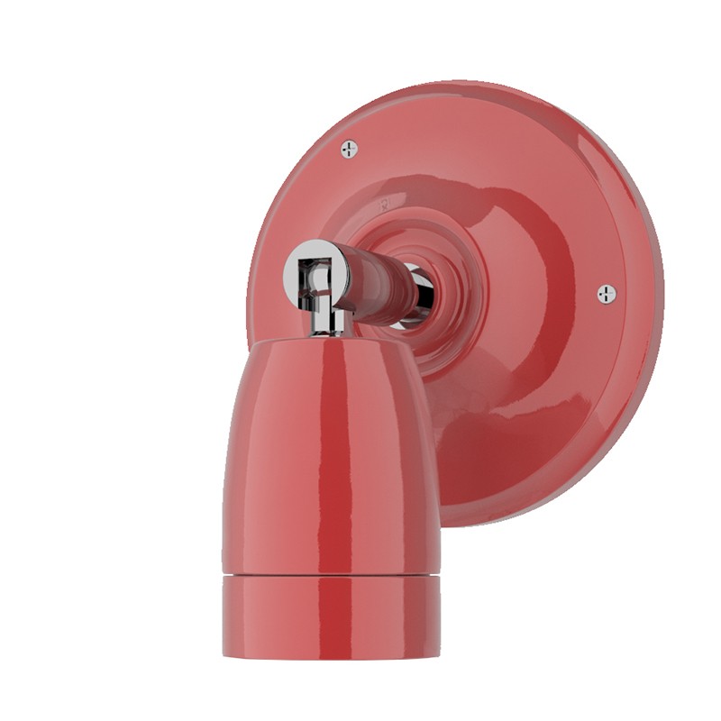 Lampada Il Muro Ceramico E27 con portalampada orientabile ed attacco a parete in ceramica rosso chiaro con filo in tessuto Lampada Il Muro Ceramico E27 con portalampada orientabile ed attacco a parete in ceramica rosso chiaro con filo in tessuto