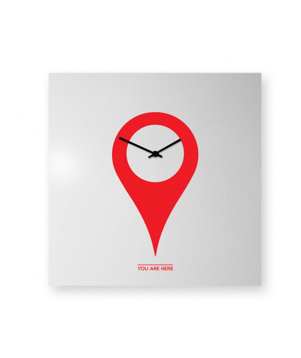 Orologio da parete YouAreHere bianco e rosso