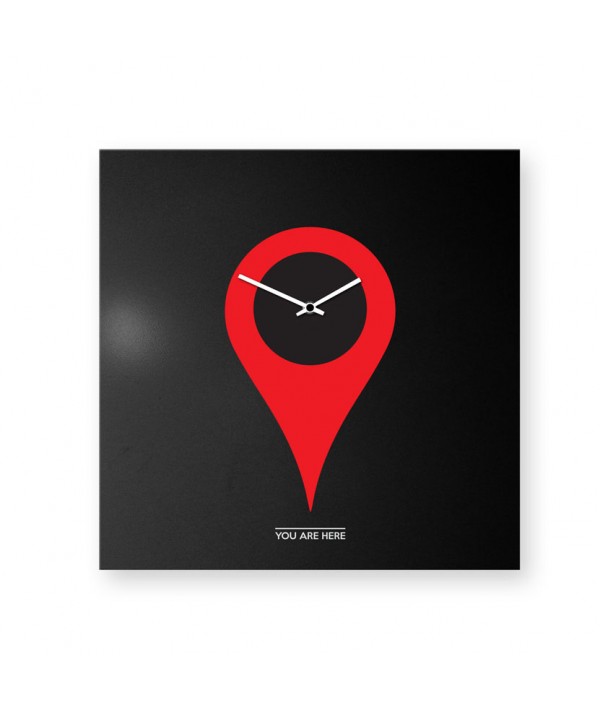Orologio da parete You Are Here nero e rosso