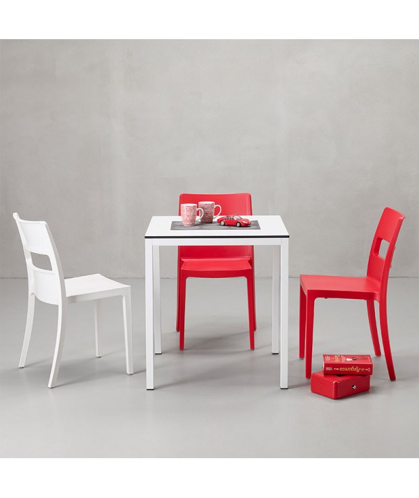 Sedia Sai da esterno color rosso e bianco