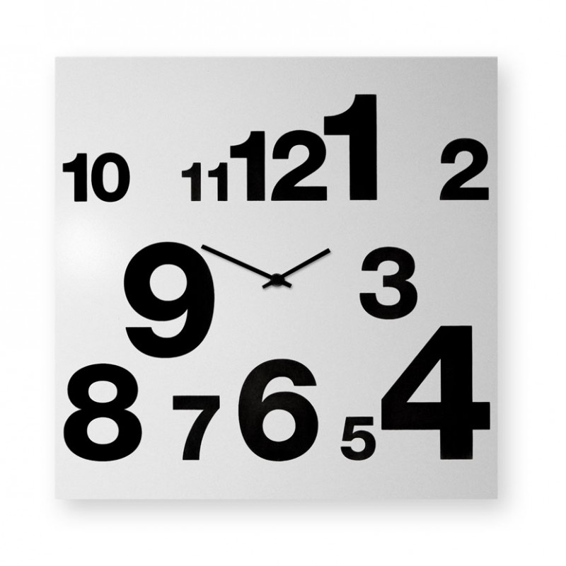 Orologio da parete Numbers realizzato su lamiera di metallo bianca serigrafata a mano Orologio da parete Numbers realizzato su lamiera di metallo bianca serigrafata a mano