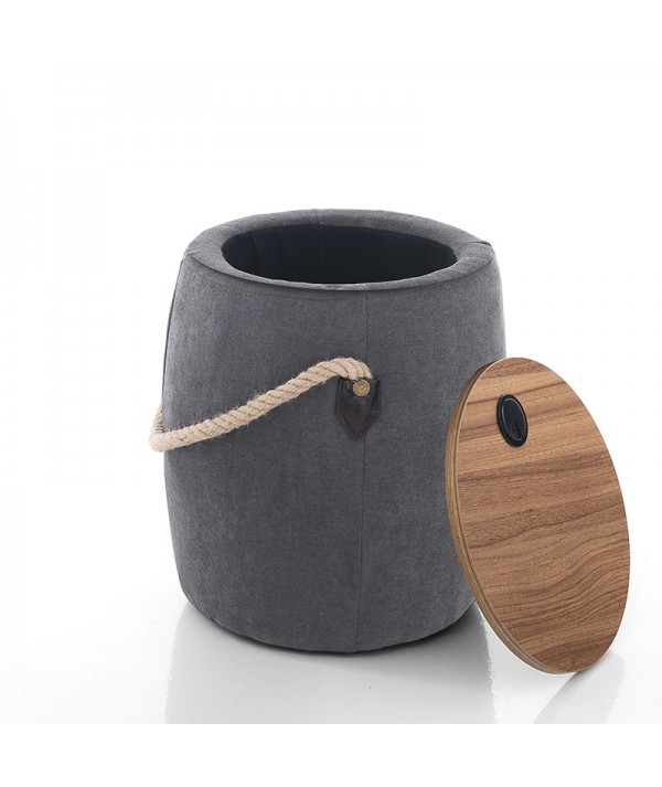 Pouf imbottito contenitore Barril grigio scuro