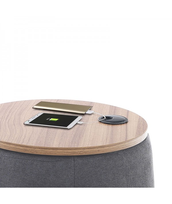 Pouf imbottito contenitore Barril grigio scuro dettaglio