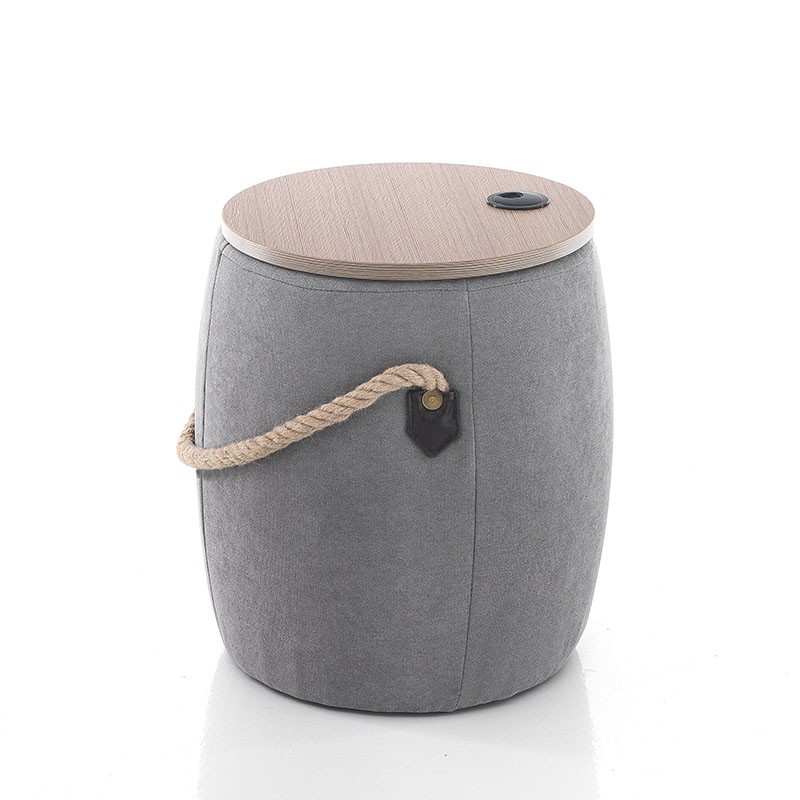 Pouf imbottito contenitore Barril grigio chiaro Pouf imbottito contenitore Barril grigio chiaro