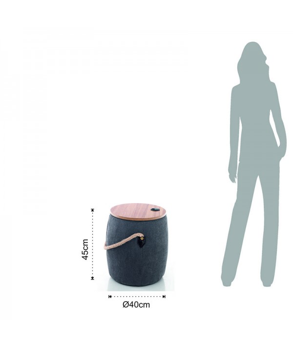 Pouf imbottito contenitore Barril grigio scuro misure