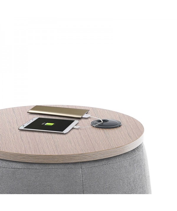Pouf imbottito contenitore Barril grigio chiaro dettaglio