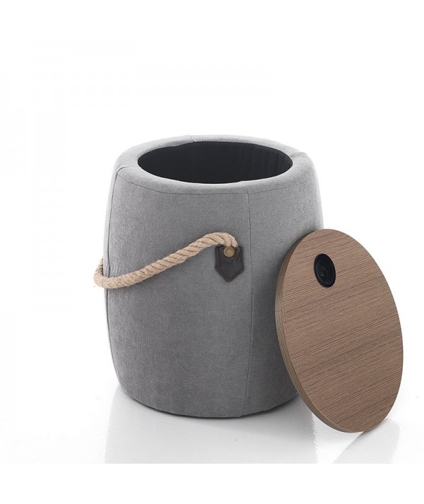 Pouf imbottito contenitore Barril grigio chiaro