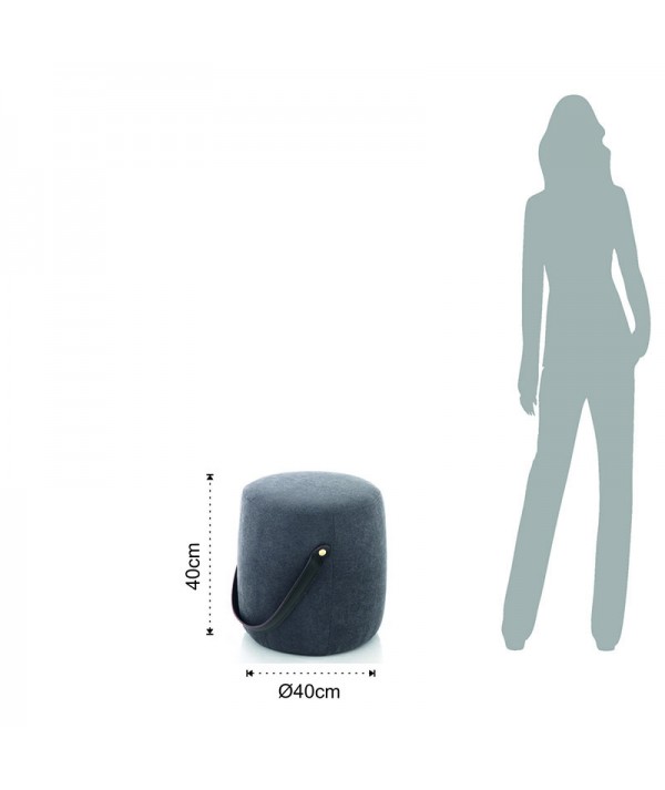 Pouf imbottito Drum grigio scuro dimensioni