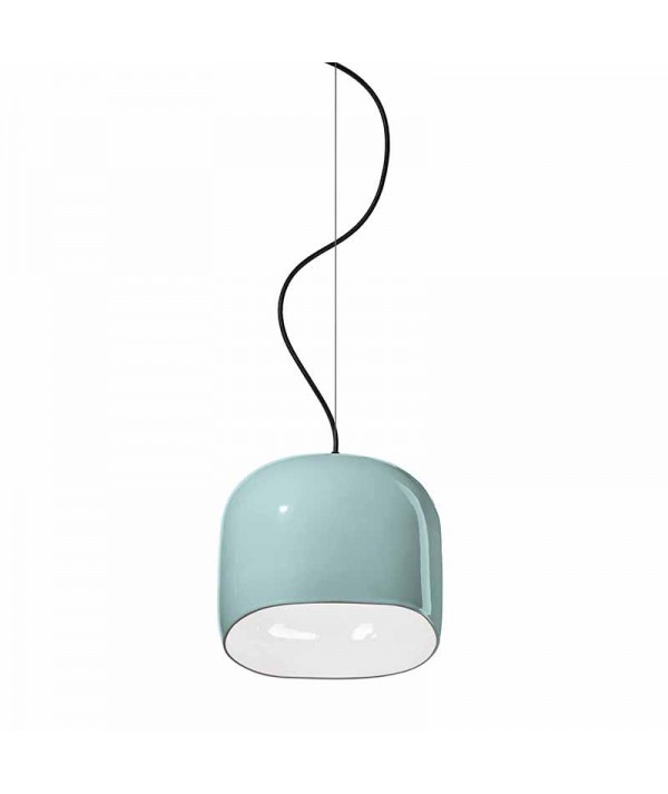 lampada a sospensione ayrton di deco ferroluce in ceramica azzurro