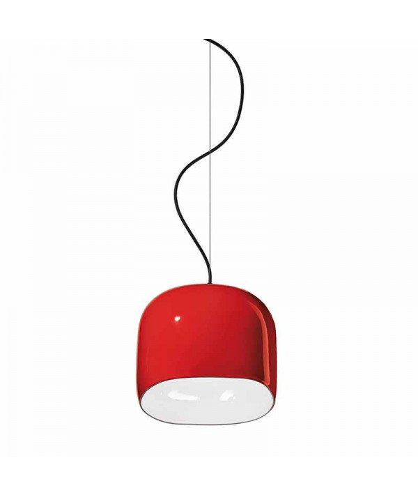 lampada a sospensione ayrton di deco ferroluce in ceramica rossa