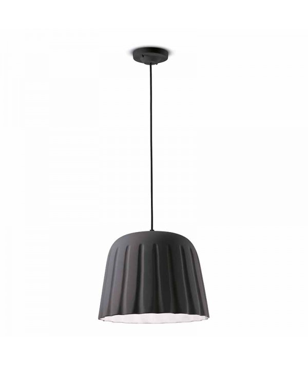lampada a sospensione di ferroluce in ceramica grigio nerastro