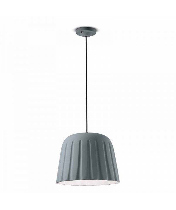 lampada a sospensione di ferroluce in ceramica  grigio tele