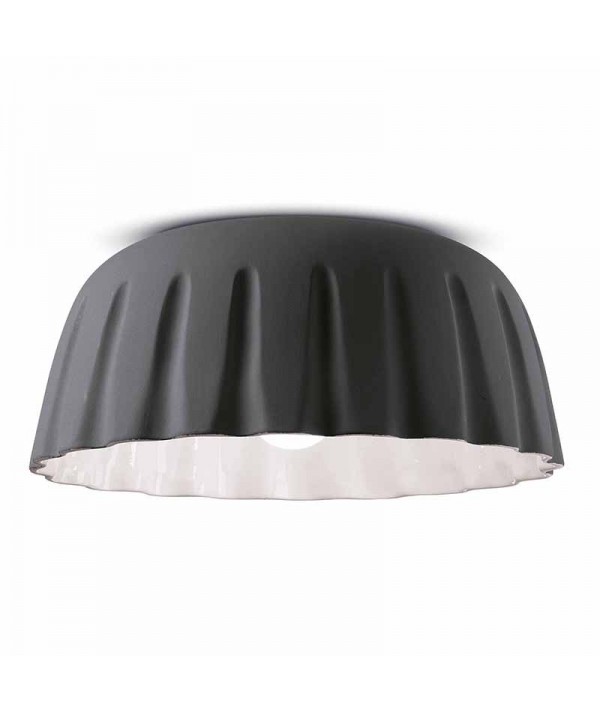 lampada a soffitto di ferroluce in ceramica  grigio nerastro