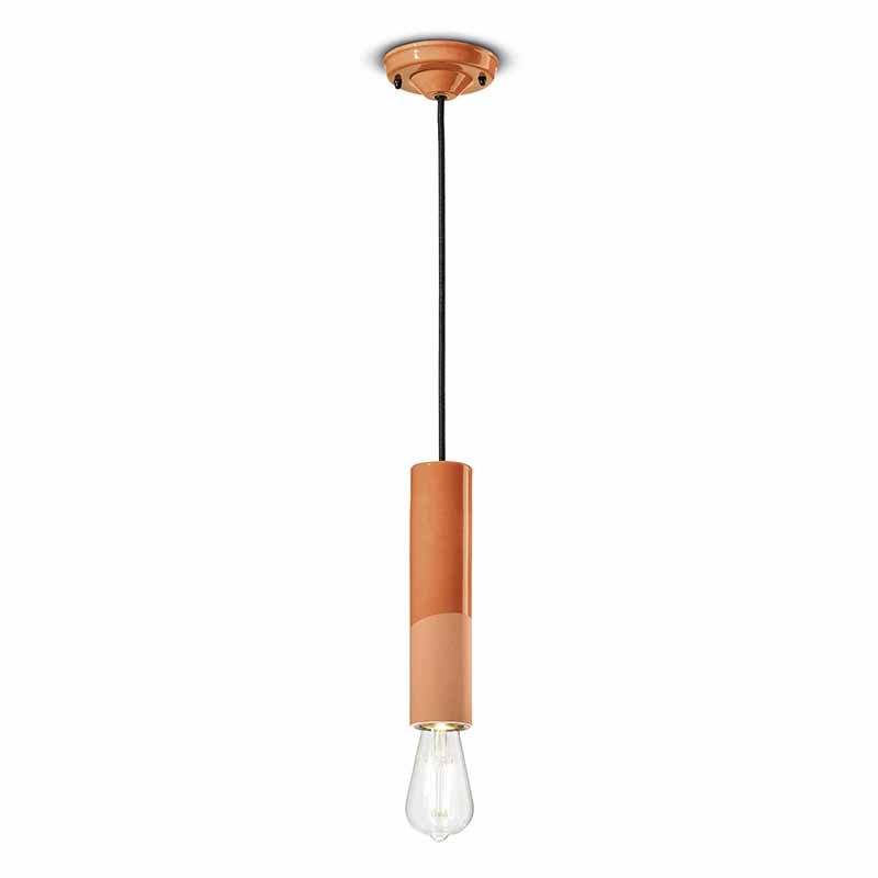 lampada a sospensione di ferroluce in ceramica arancio bicolore lampada a sospensione di ferroluce in ceramica arancio bicolore