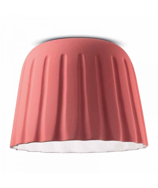 lampada a soffitto di ferroluce in ceramica  rosa corallo