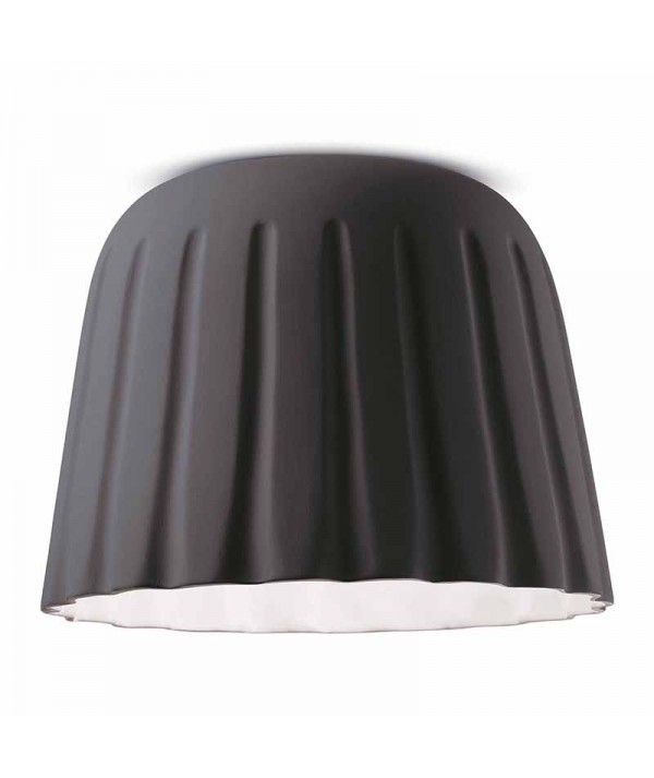 lampada a soffitto di ferroluce in ceramica  grigio nerastro