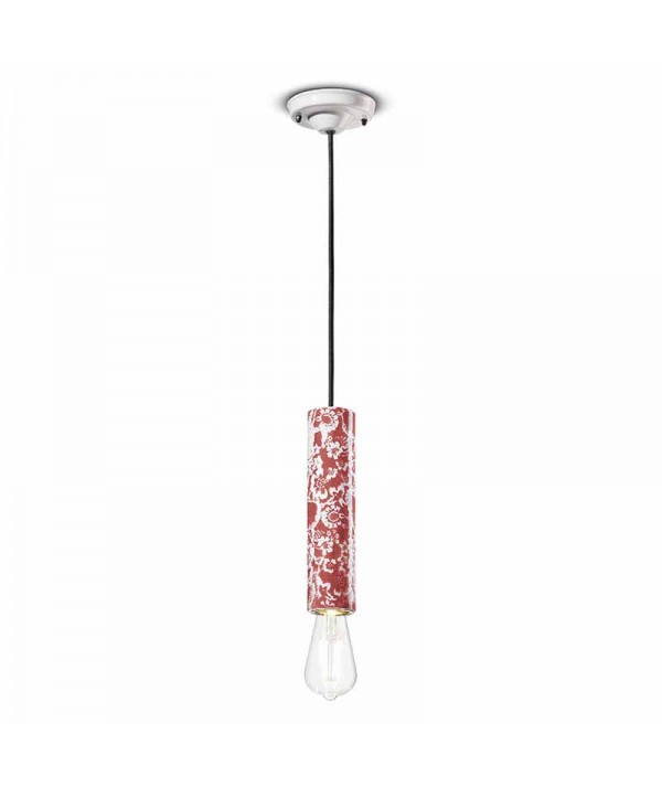 lampada a sospensione di ferroluce in ceramica ming rosso