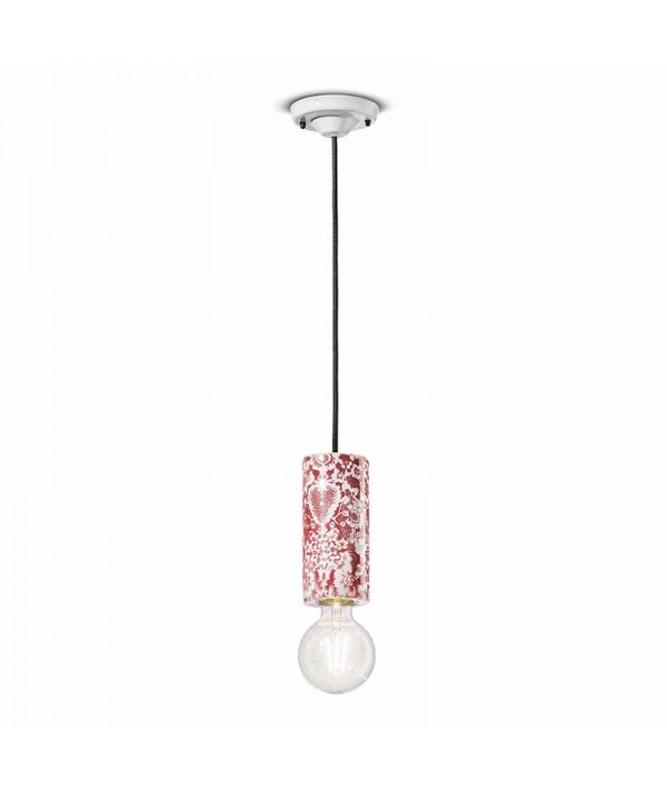 lampada Cilindro in ceramica colorata blu di ferroluce