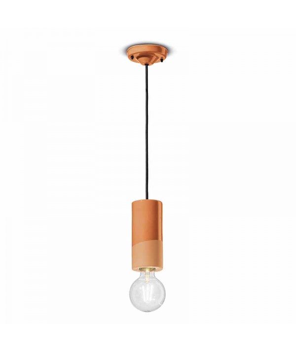 lampada a sospensione di ferroluce in ceramica aranciopesca