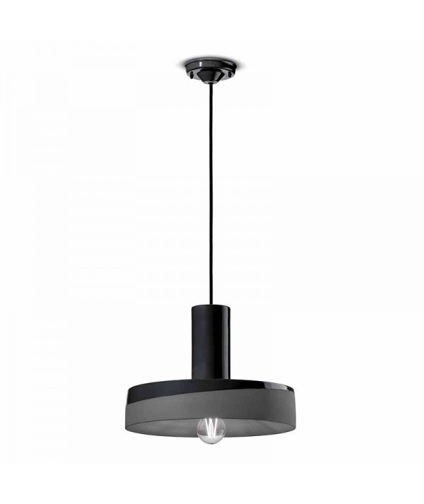 lampada a sospensione di ferroluce in ceramica nero carbone