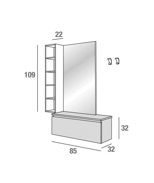 Specchiera appendiabiti Stella dimensioni