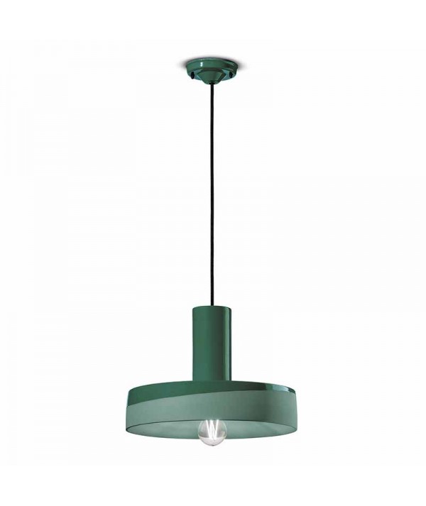 lampada a sospensione di ferroluce in ceramica verde bottiglia