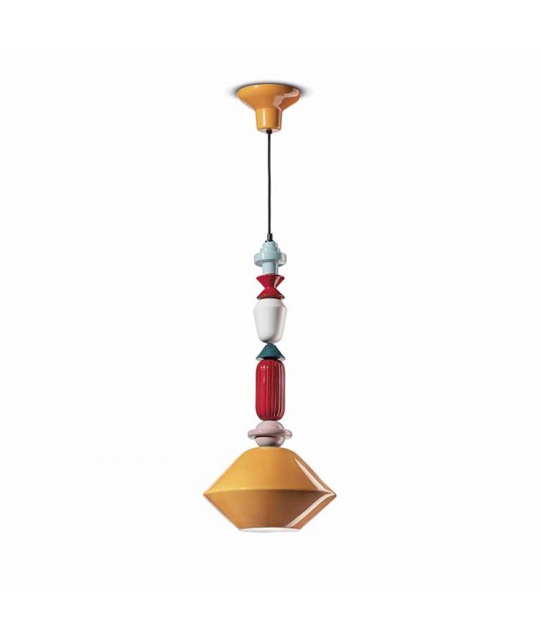 lampada a sospensione di ferroluce in ceramica  giallo