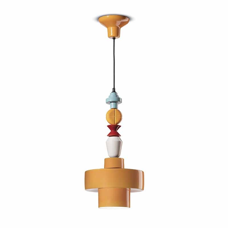 lampada a sospensione lariat di ferroluce in ceramica gialla lampada a sospensione lariat di ferroluce in ceramica gialla