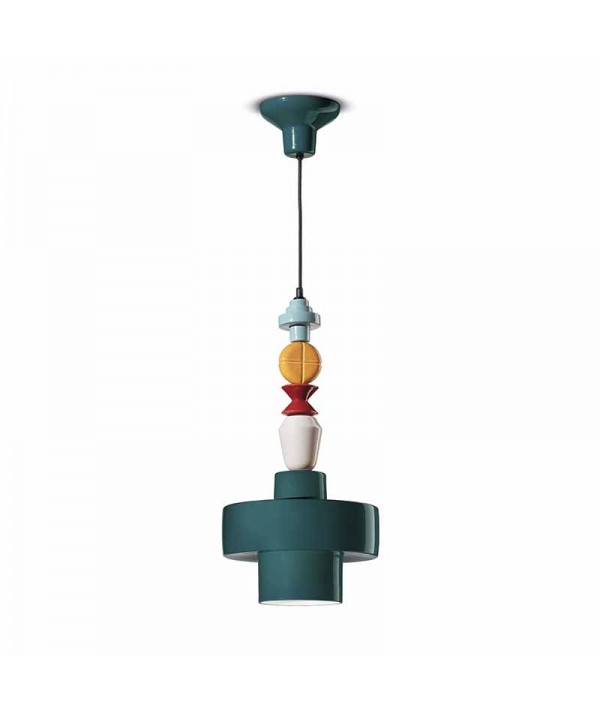 lampada a sospensione lariat di ferroluce in ceramica verde