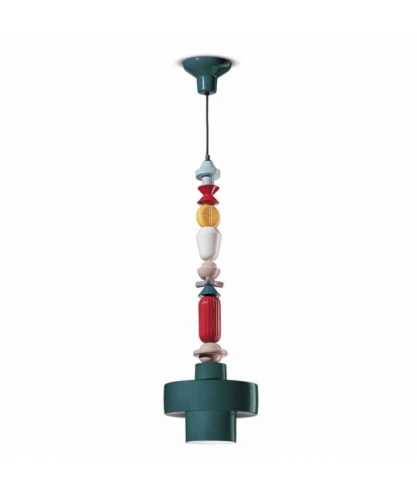 lampada a sospensione lariat di ferroluce in ceramica gialla