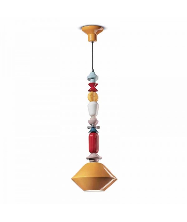 lampada a sospensione lariat grande di ferroluce in ceramica  giallo