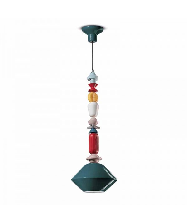 lampada a sospensione lariat grande di ferroluce in ceramica verde