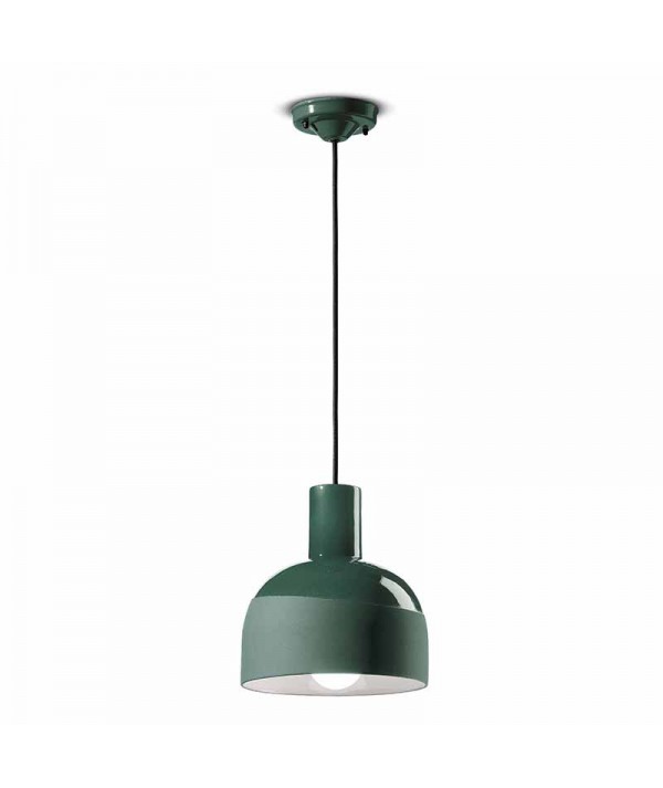 lampada a sospensione caxixi di ferroluce in ceramica verde bottiglia