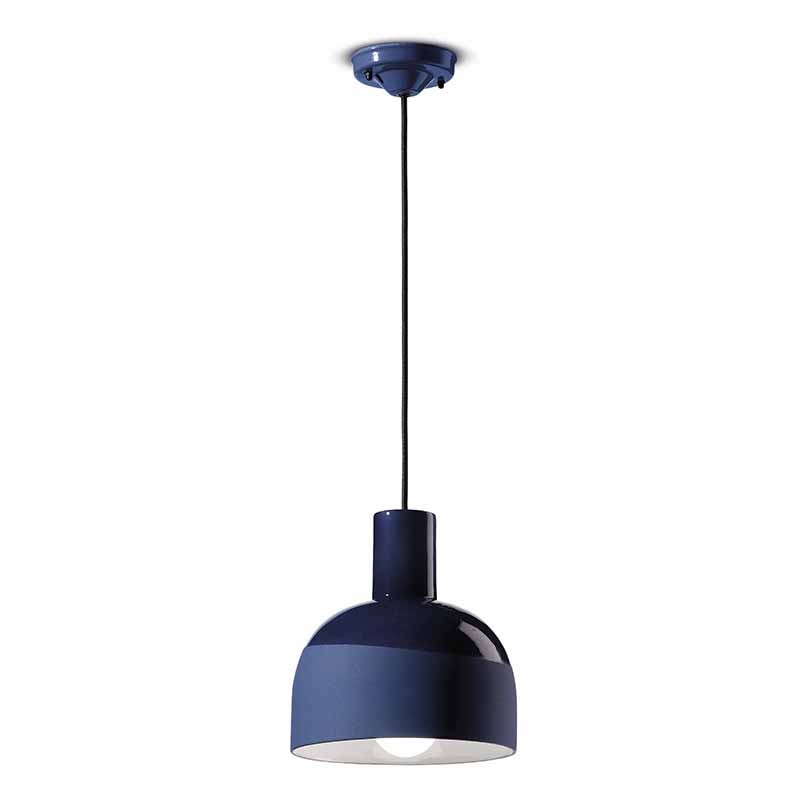 lampada a sospensione caxixi di ferroluce in ceramica blu cobalto lampada a sospensione caxixi di ferroluce in ceramica blu cobalto