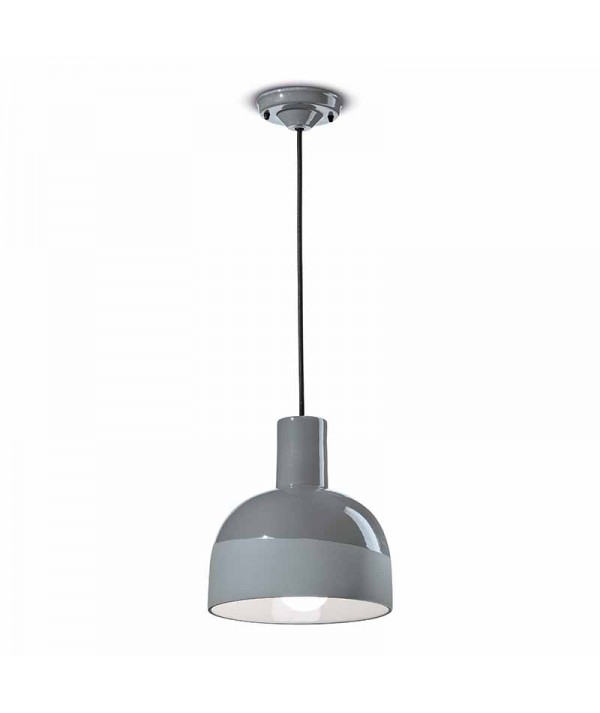 lampada a sospensione caxixi di ferroluce in ceramica grigio castello