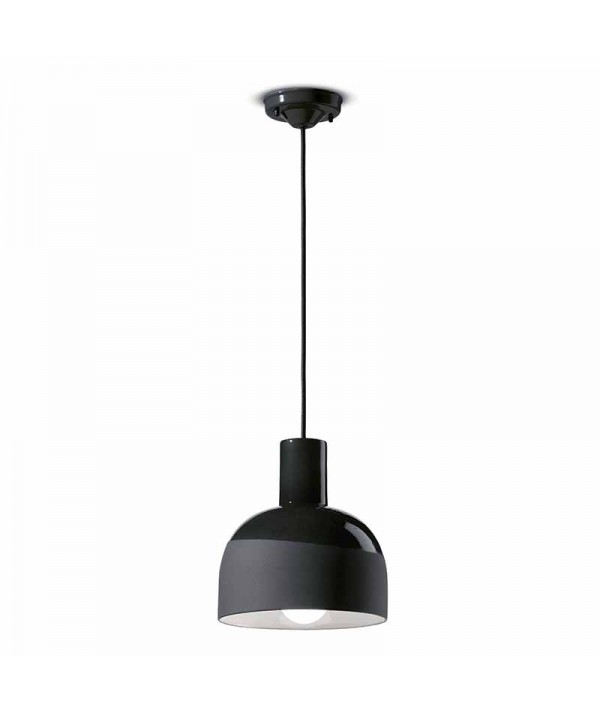 lampada a sospensione caxixi di ferroluce in ceramica  nero carbone