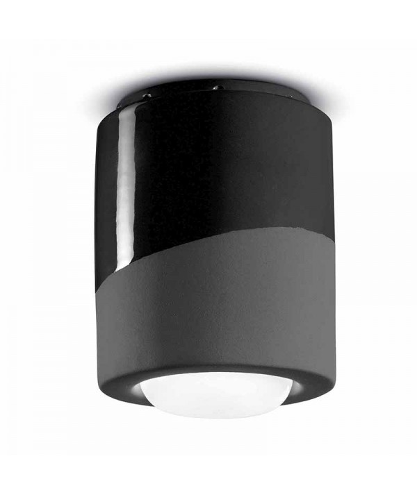lampada a soffitto di ferroluce in ceramica nero