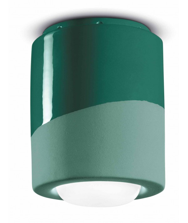 lampada a soffitto di ferroluce in ceramica verde