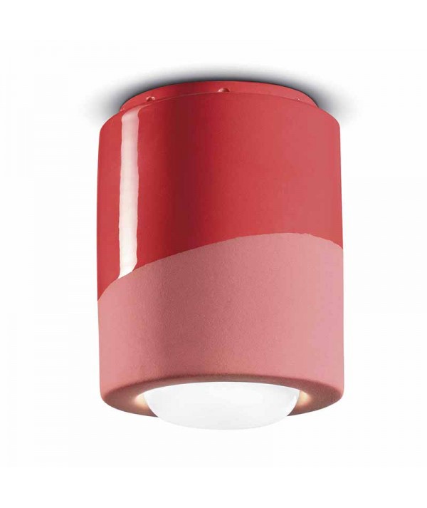 lampada a soffitto di ferroluce in ceramica rosso