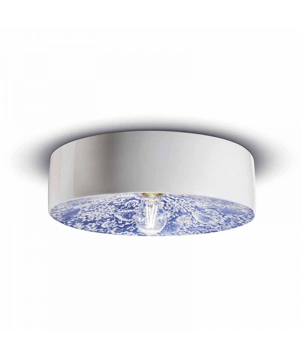 lampada a soffitto di ferroluce in ceramica blu