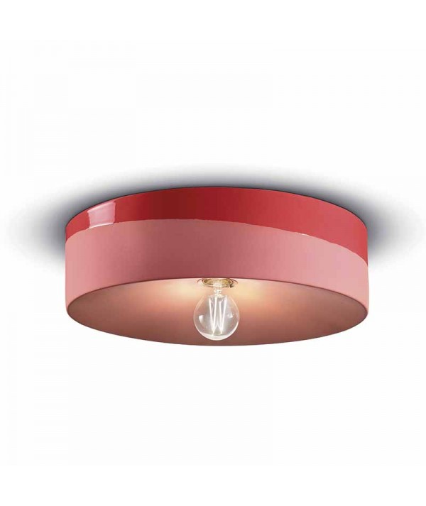 lampada a soffitto di ferroluce in ceramica rosso corallo