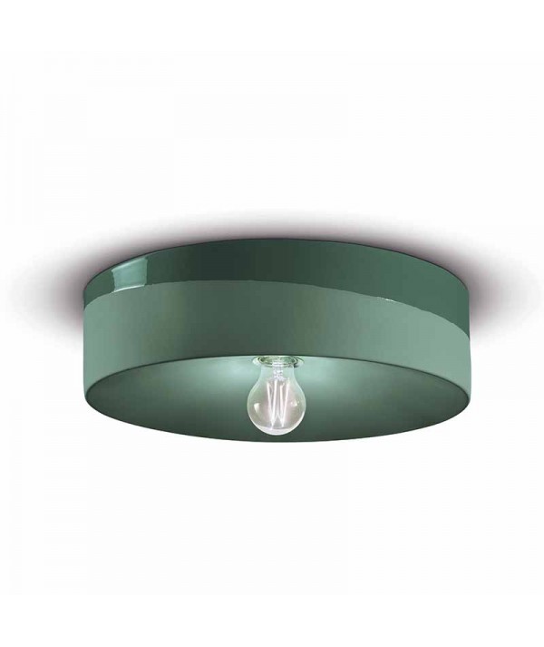 lampada a soffitto di ferroluce in ceramica verde bottiglia