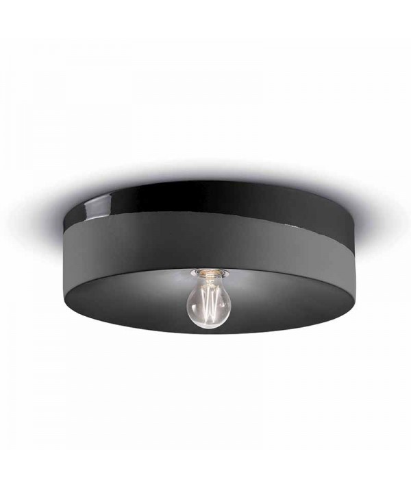 lampada a soffitto di ferroluce in ceramica nero carbone