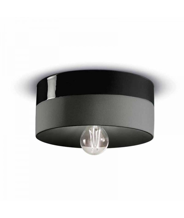 lampada a soffitto di ferroluce in ceramica nero carbone