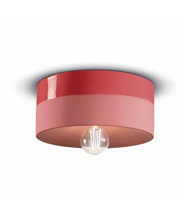 lampada a soffitto di ferroluce in ceramica rosso corallo