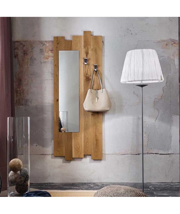 Appendiabiti con specchio Zoe in legno di rovere ambientato