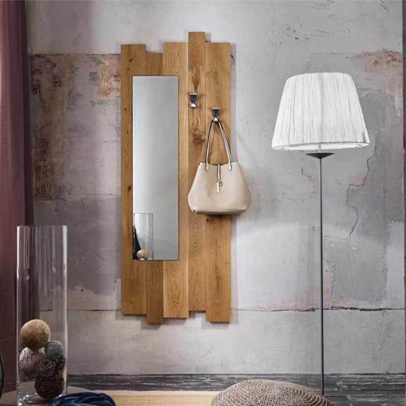 Appendiabiti con specchio Zoe in legno di rovere ambientato