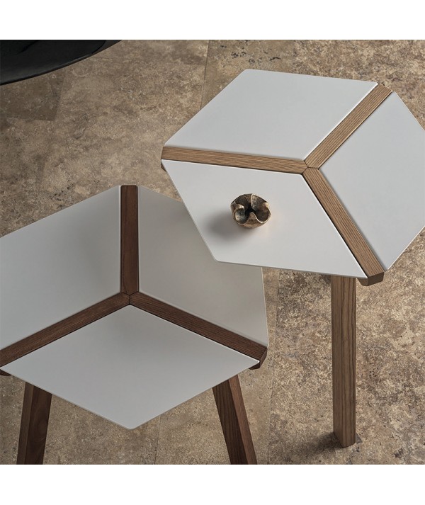 Tavolino Esa bianco legno massello noce