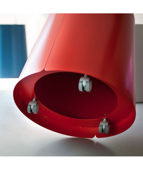 Tavolino Bobino rosso in metallo con ruote