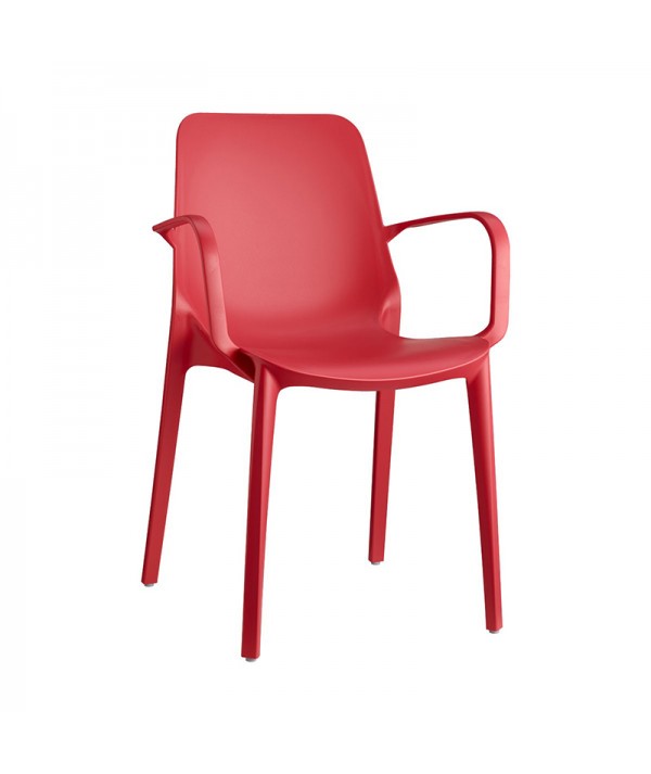 Sedia Ginevra Rosso Geranio con braccioli